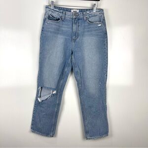 Paige Denim High Rise Sarah Straight Jeans Women's Size 28 Distressed Blue Wash
